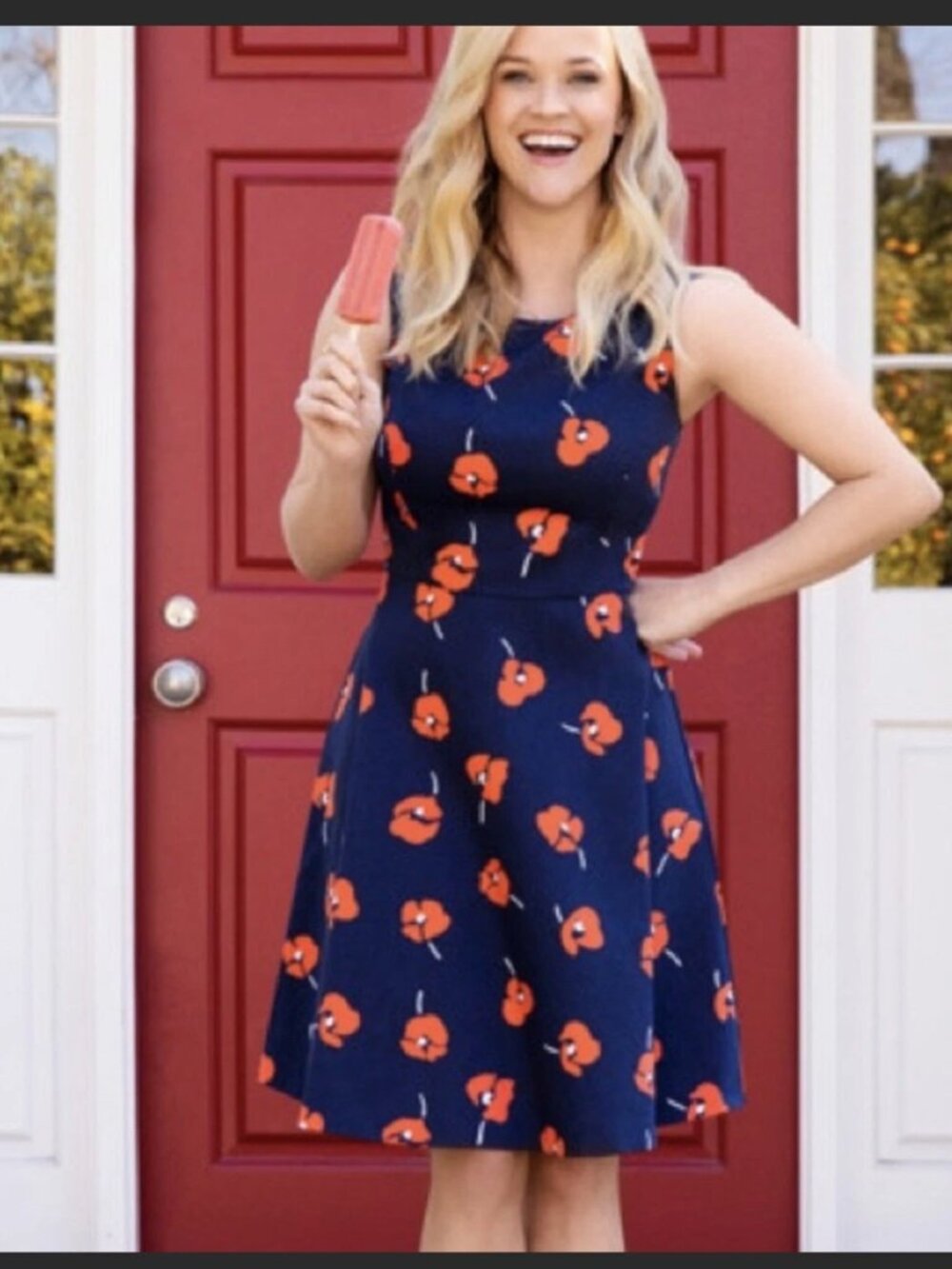 Draper James Navy Poppy Love Circle Dress Floral Sleeveless 14 Fit & Flare Swing